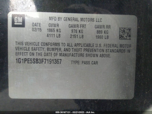 Chevrolet CRUZE LT 2015 1G1PE5SB3F7191367 Image 10