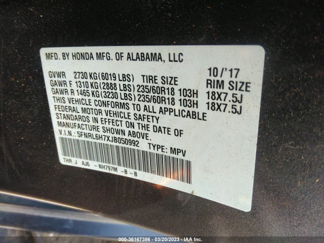 Honda Odyssey Ex-l 2018 5FNRL6H7XJB050992 Image 10