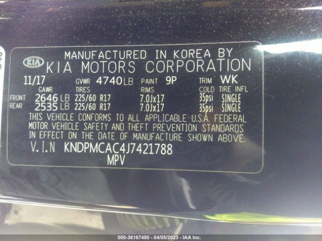 KNDPMCAC4J7421788 KIA Sportage Lx