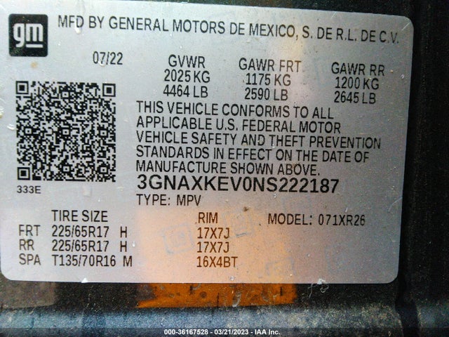 Chevrolet EQUINOX LT 2022 3GNAXKEV0NS222187 Image 9