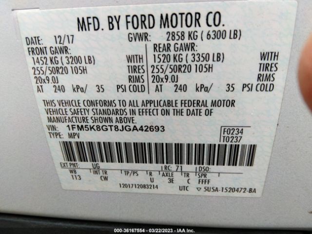 1FM5K8GT8JGA42693 Ford EXPLORER SPORT