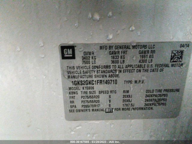 1GKS2GKC1FR149710 GMC Yukon Xl Sle