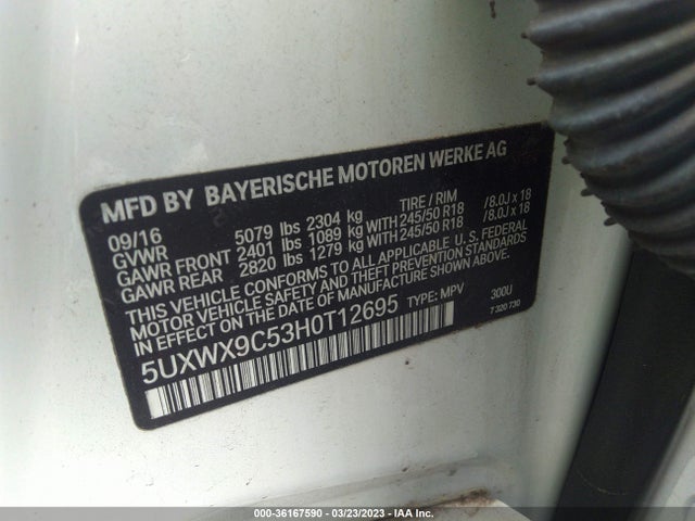 5UXWX9C53H0T12695 BMW X3 Xdrive28i