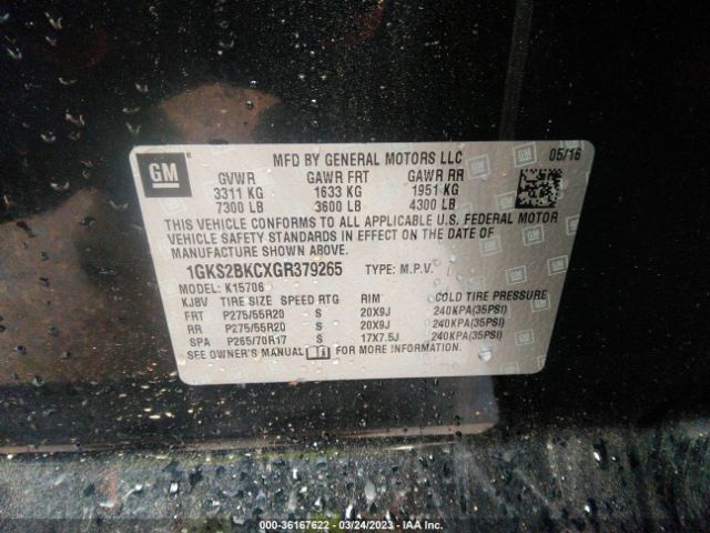 1GKS2BKCXGR379265 GMC YUKON SLT