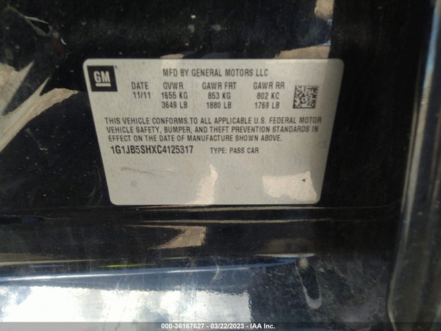 Chevrolet SONIC LS 2012 1G1JB5SHXC4125317 Image 10