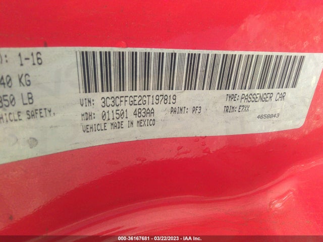 2016 Fiat 500e, VIN: 3C3CFFGE2GT197819