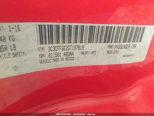 3C3CFFGE2GT197819 Fiat 500E