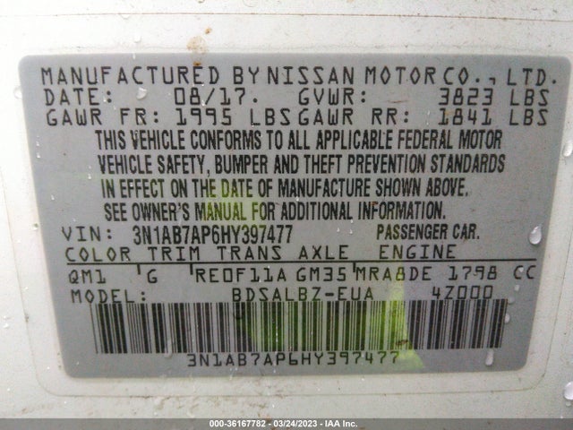 Nissan SENTRA S 2017 3N1AB7AP6HY397477 Image 9