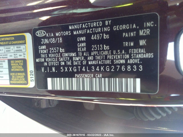 KIA Optima Lx 2019 5XXGT4L34KG276833 Image 10