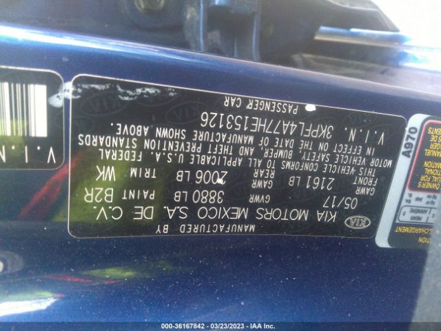 3KPFL4A77HE153126 KIA FORTE S