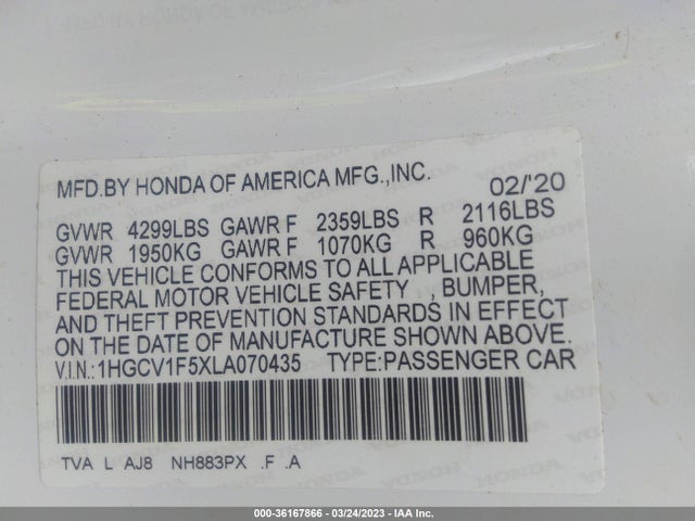 Honda l15be 2020 1HGCV1F5XLA070435 Image 25