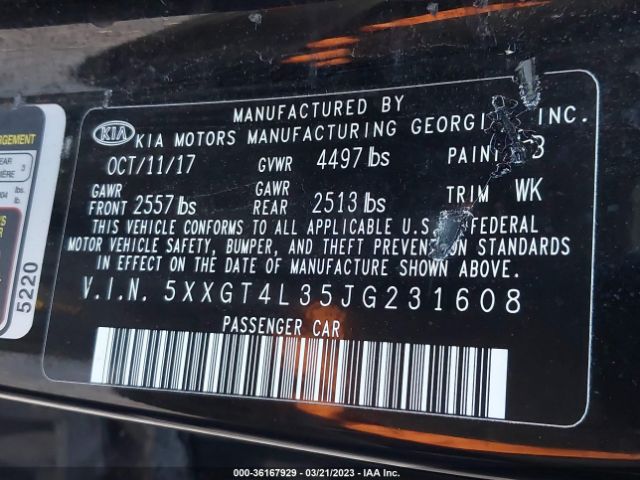 5XXGT4L35JG231608 KIA Optima S