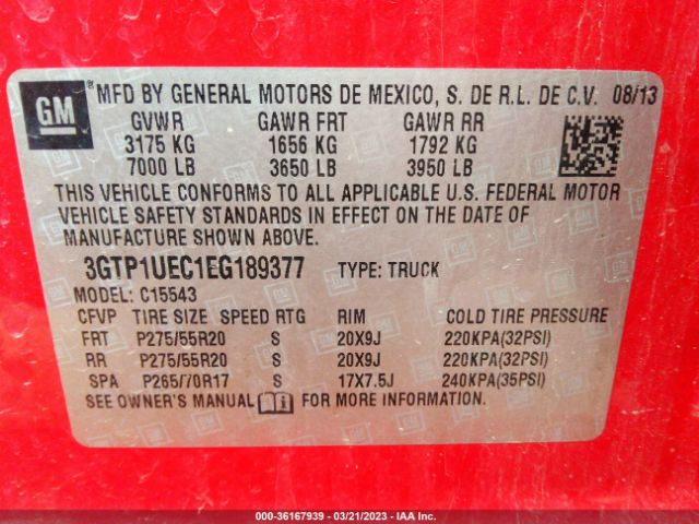 3GTP1UEC1EG189377 GMC Sierra 1500 Sle