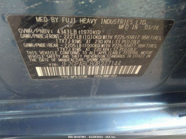 JF2GPABC8G8277144 Subaru Crosstrek Premium