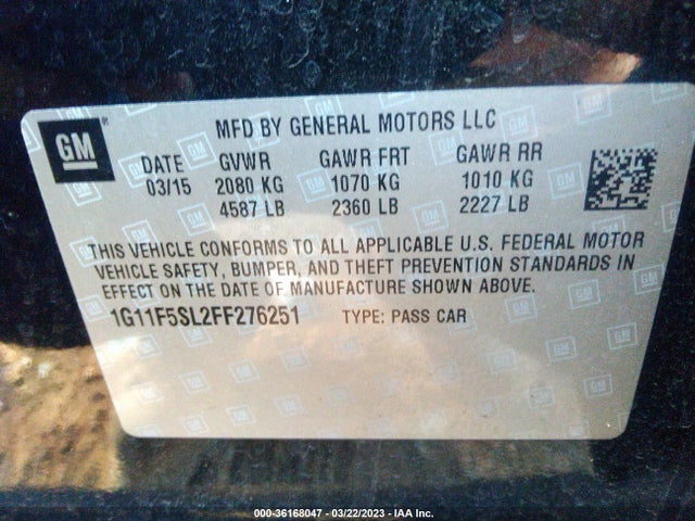 Chevrolet MALIBU LTZ 2015 1G11F5SL2FF276251 Image 11