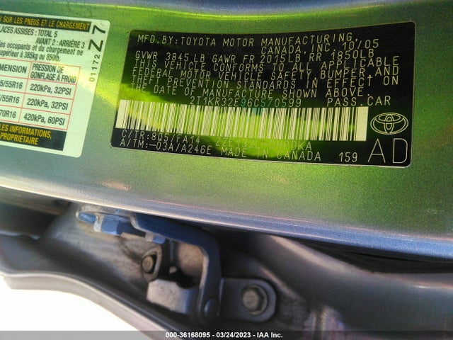 Продаж на аукціоні авто 2006 Toyota Matrix Std/xr, vin: 2T1KR32E96C570599, номер лоту: 36168095