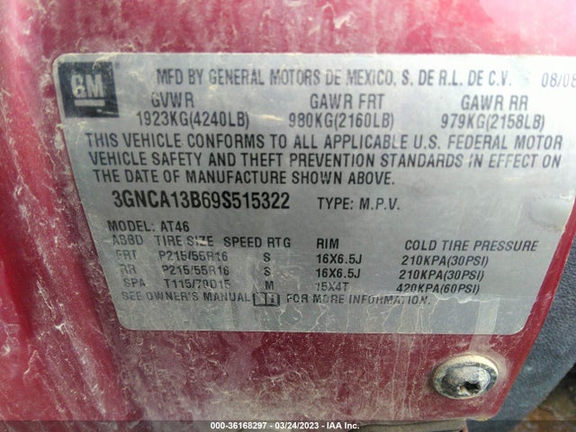 Chevrolet HHR LS 2009 3GNCA13B69S515322 Image 10