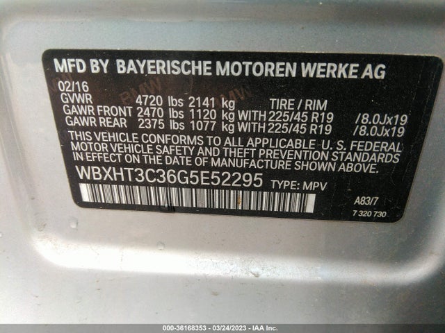 2016 BMW X1, VIN: WBXHT3C36G5E52295