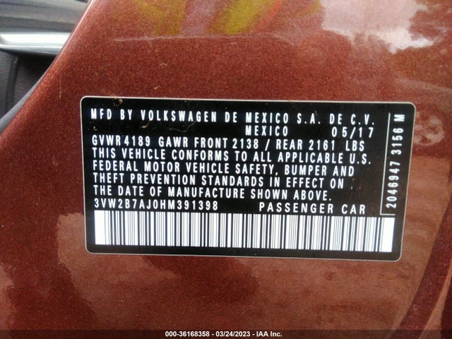 3VW2B7AJ0HM391398 Volkswagen Jetta 1.4t S