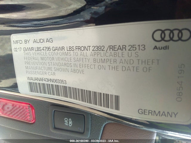 WAUANAF43HN063353 Audi A4 PREMIUM