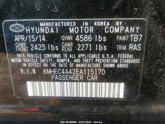 Hyundai SONATA HYBRID 2014 KMHEC4A42EA115170 Image 9