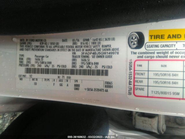 3FADP4BJ5GM149978 Ford FIESTA SE