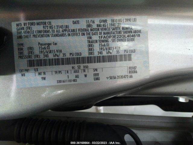 1FADP3E22GL404618 Ford FOCUS S