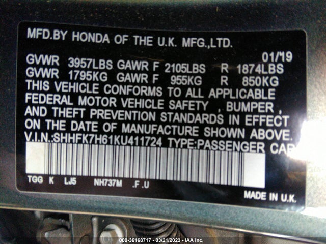 Honda Civic 2019 SHHFK7H61KU411724 Image 22