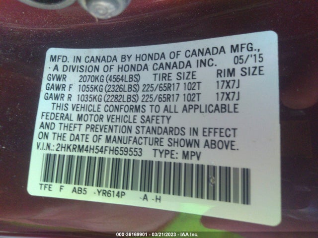 Honda CR-V EX 2015 2HKRM4H54FH659553 Image 9