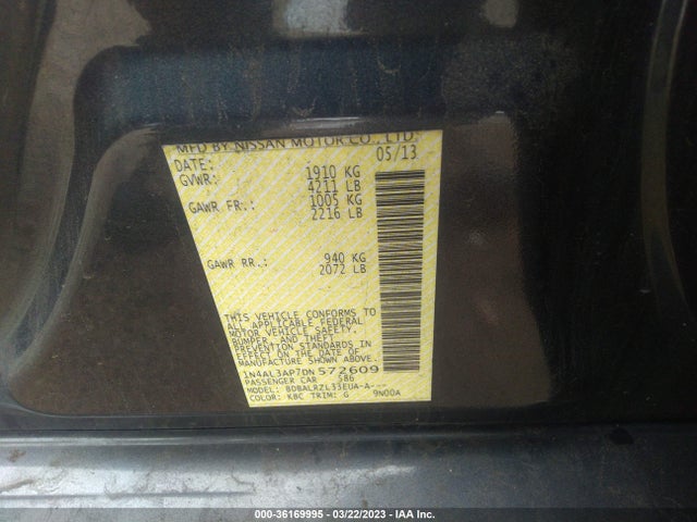 2013 NISSAN ALTIMA 2.5 S VIN: 1N4AL3AP7DN572609