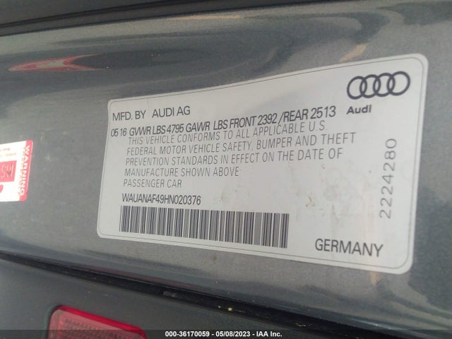 WAUANAF49HN020376 Audi A4 PREMIUM