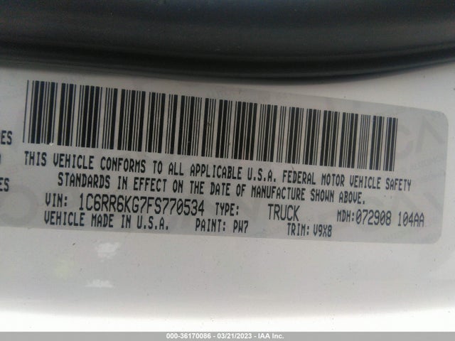 RAM 1500 Tradesman 2015 1C6RR6KG7FS770534 Image 11