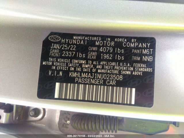 Hyundai Elantra Hybrid Blue 2022 KMHLM4AJ1NU023508 Image 11