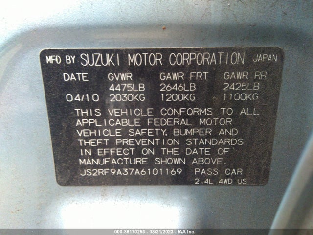 2010 SUZUKI KIZASHI SE VIN: JS2RF9A37A6101169