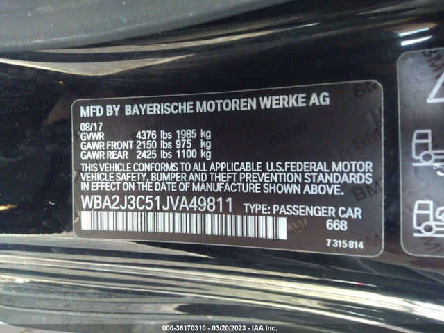 BMW 2 Series 230i Xdrive 2018 WBA2J3C51JVA49811 Image 9