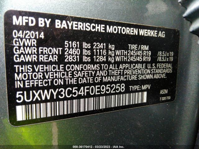 5UXWY3C54F0E95258 BMW X3 Xdrive28d