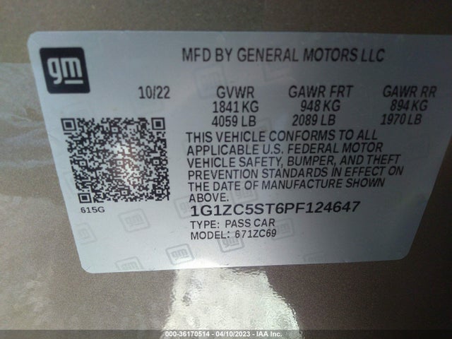 Chevrolet MALIBU LS 2023 1G1ZC5ST6PF124647 Image 9