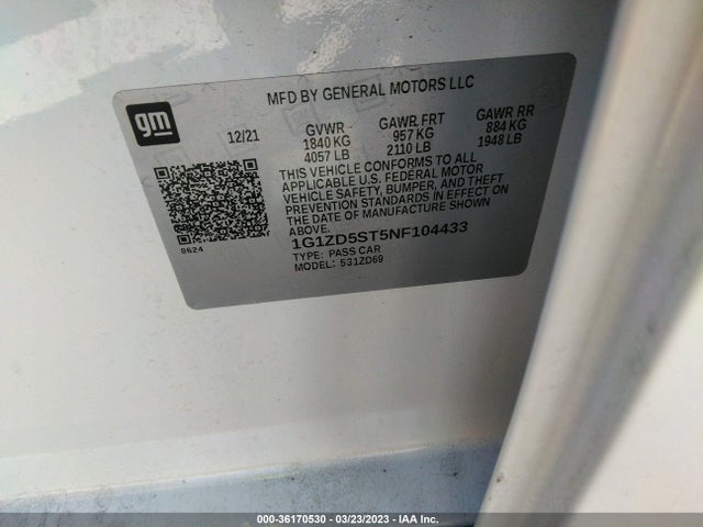 Chevrolet MALIBU LT 2022 1G1ZD5ST5NF104433 Image 9