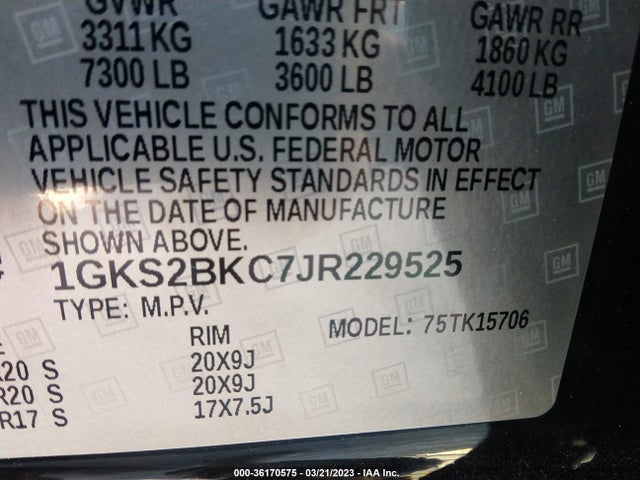 GMC YUKON SLT 2018 1GKS2BKC7JR229525 Image 9