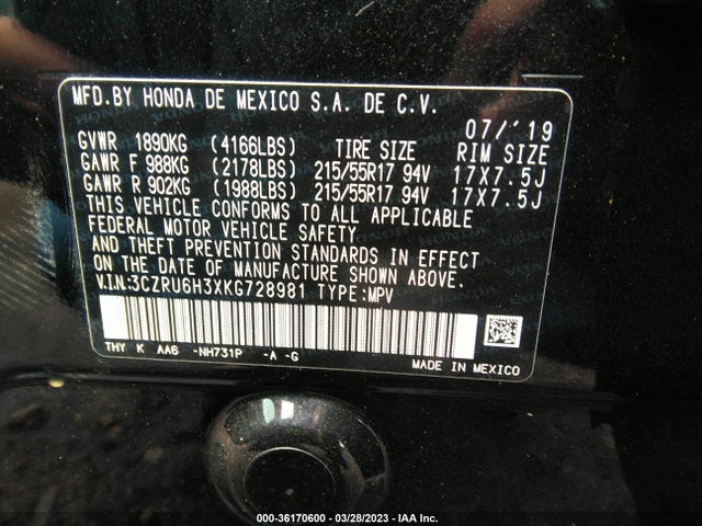 Honda HR-V LX 2019 3CZRU6H3XKG728981 Image 9