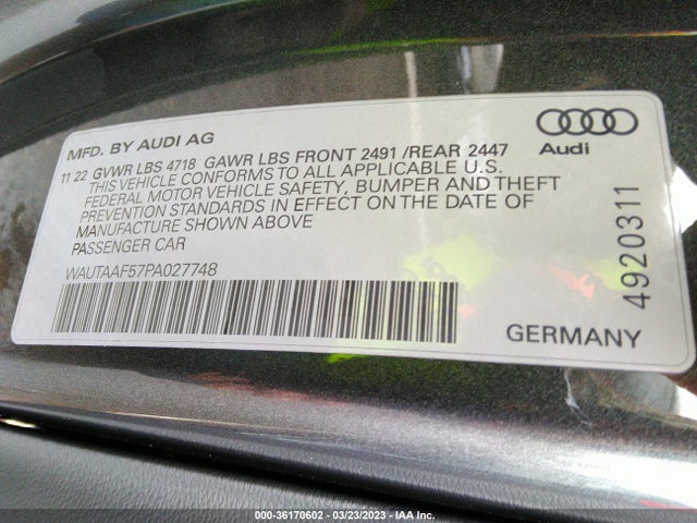 2023 Audi A5, VIN: WAUTAAF57PA027748