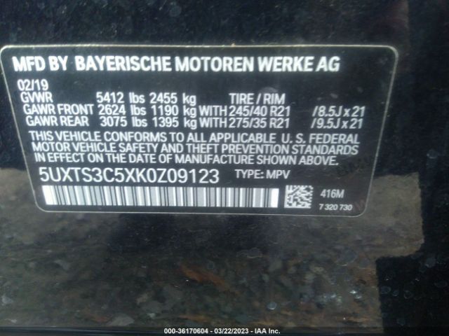 5UXTS3C5XK0Z09123 BMW X3 M40i