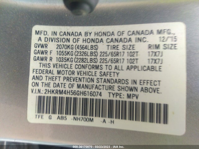Honda CR-V EX 2016 2HKRM4H56GH616074 Image 10