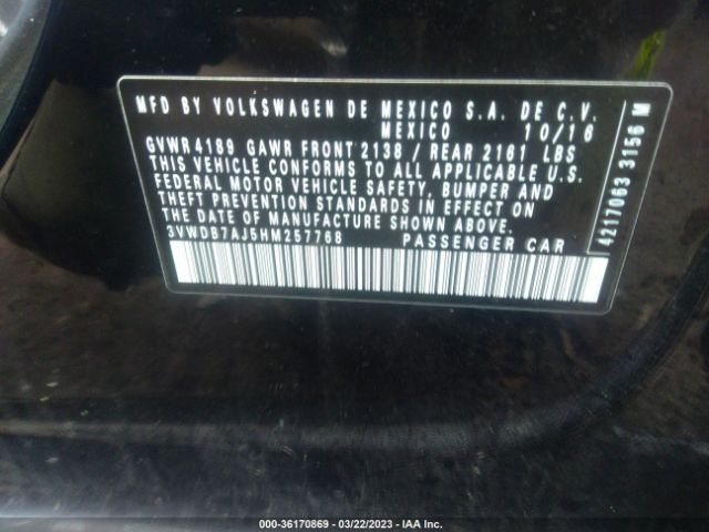 3VWDB7AJ5HM257768 Volkswagen Jetta 1.4t Se
