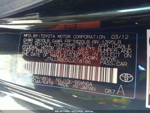 Scion IQ 2012 JTNJJXB05CJ018186 Image 9