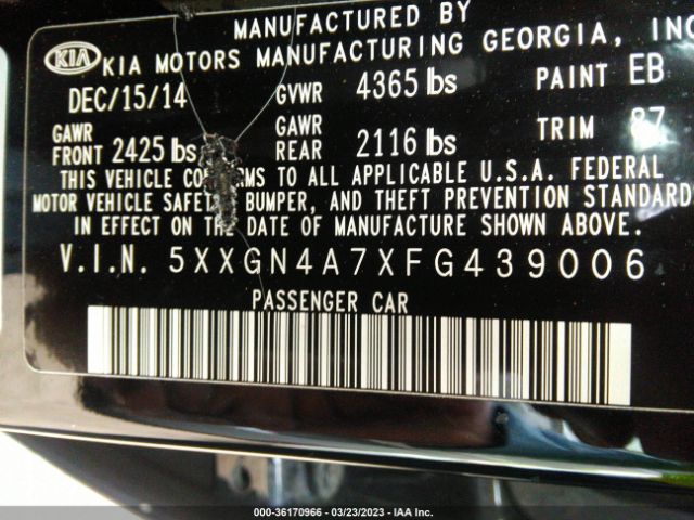 5XXGN4A7XFG439006 KIA OPTIMA EX