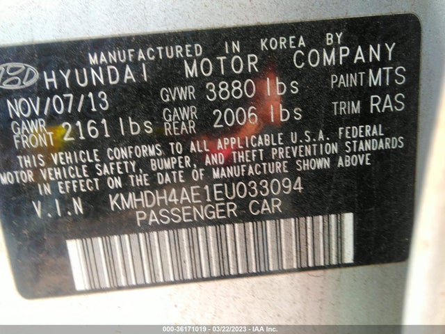 Hyundai ELANTRA SE 2014 KMHDH4AE1EU033094 Image 11