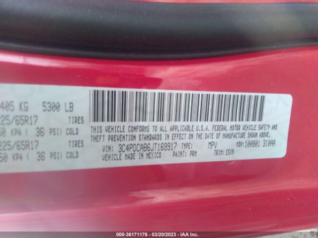 3C4PDCAB6JT169917 Dodge JOURNEY SE