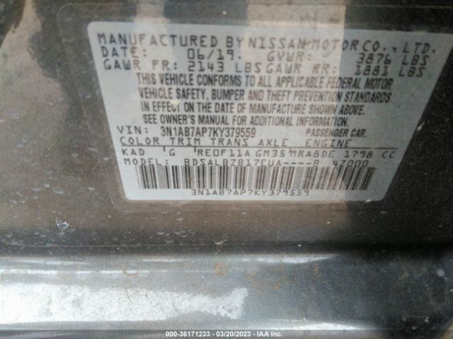 3N1AB7AP7KY379559 Nissan SENTRA S
