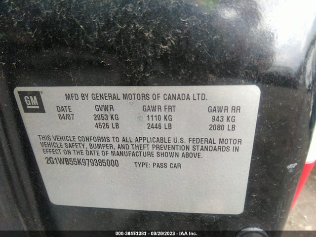 2007 CHEVROLET IMPALA LS VIN: 2G1WB55K979385000